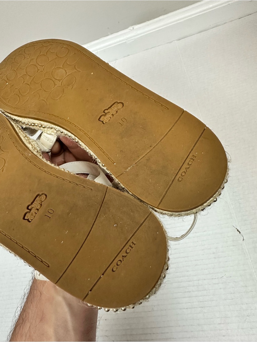 Coach Carissa Leather Women's Espadrille Chalk Gold Pearl | C2794 - Size 10 B - Picture 10 of 13